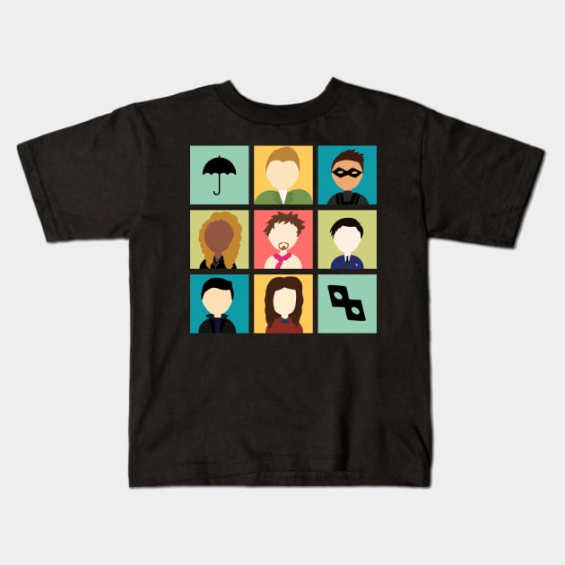 The Umbrella Academy Color Icons Kids T-Shirt by byebyesally